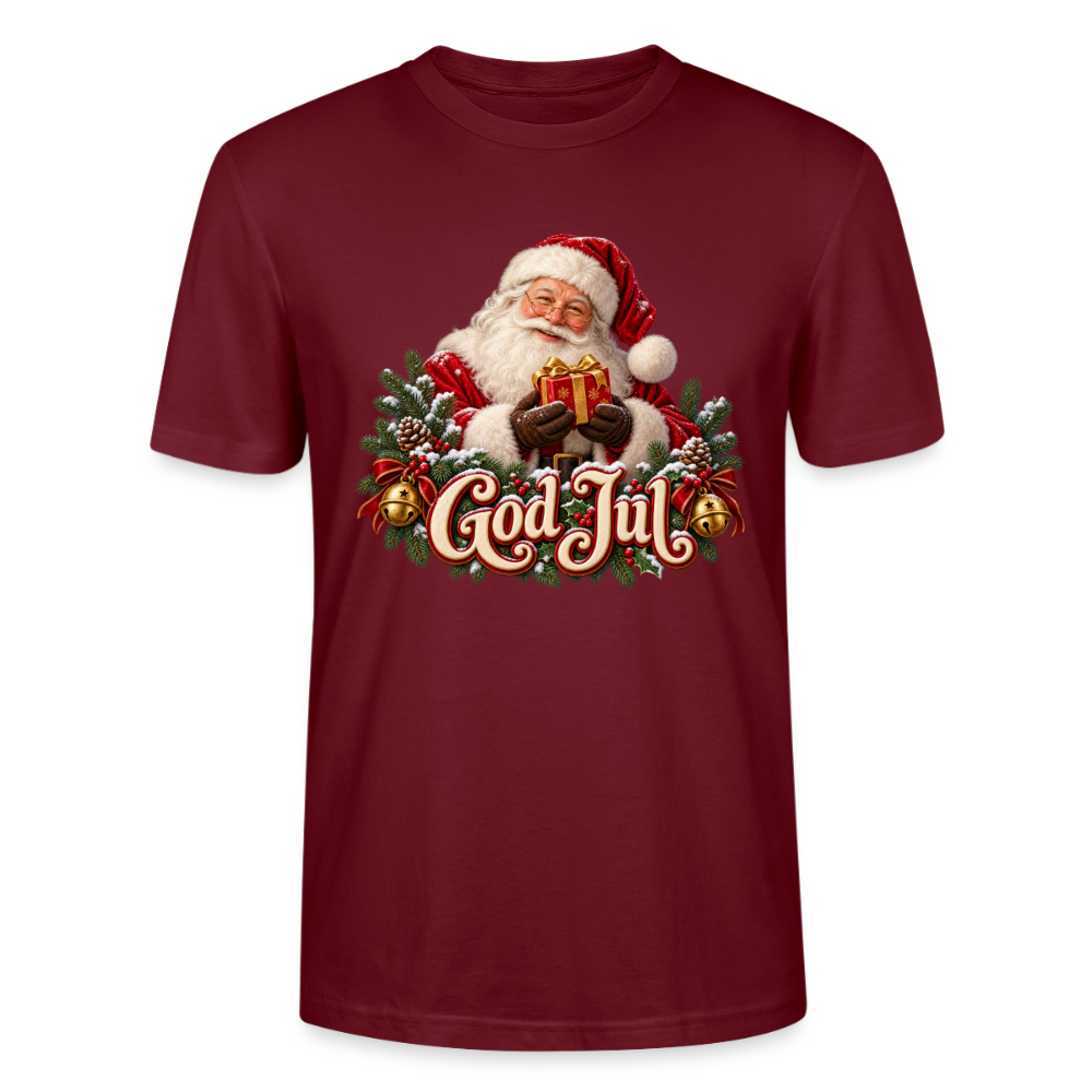 CityShirts - T-shirt - God Jul – klassisk julemand - CS058 - burgunder-rød