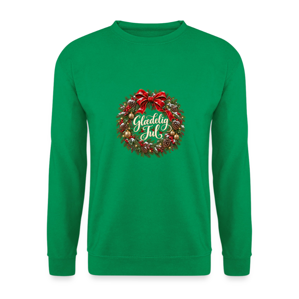 CityShirts - Sweatshirt - Glædelig Jul – julekrans - CS059 - kelly grøn