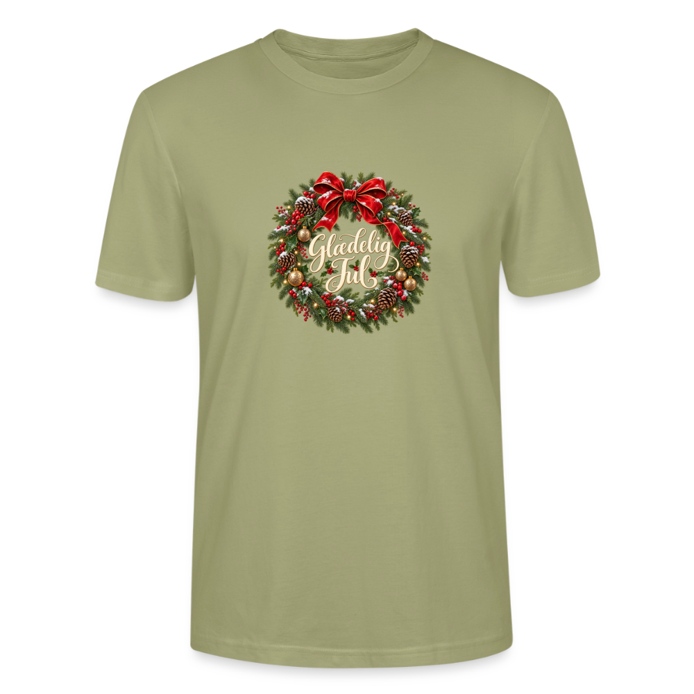 CityShirts - T-shirt - Glædelig Jul – julekrans - CS059 - grågrøn