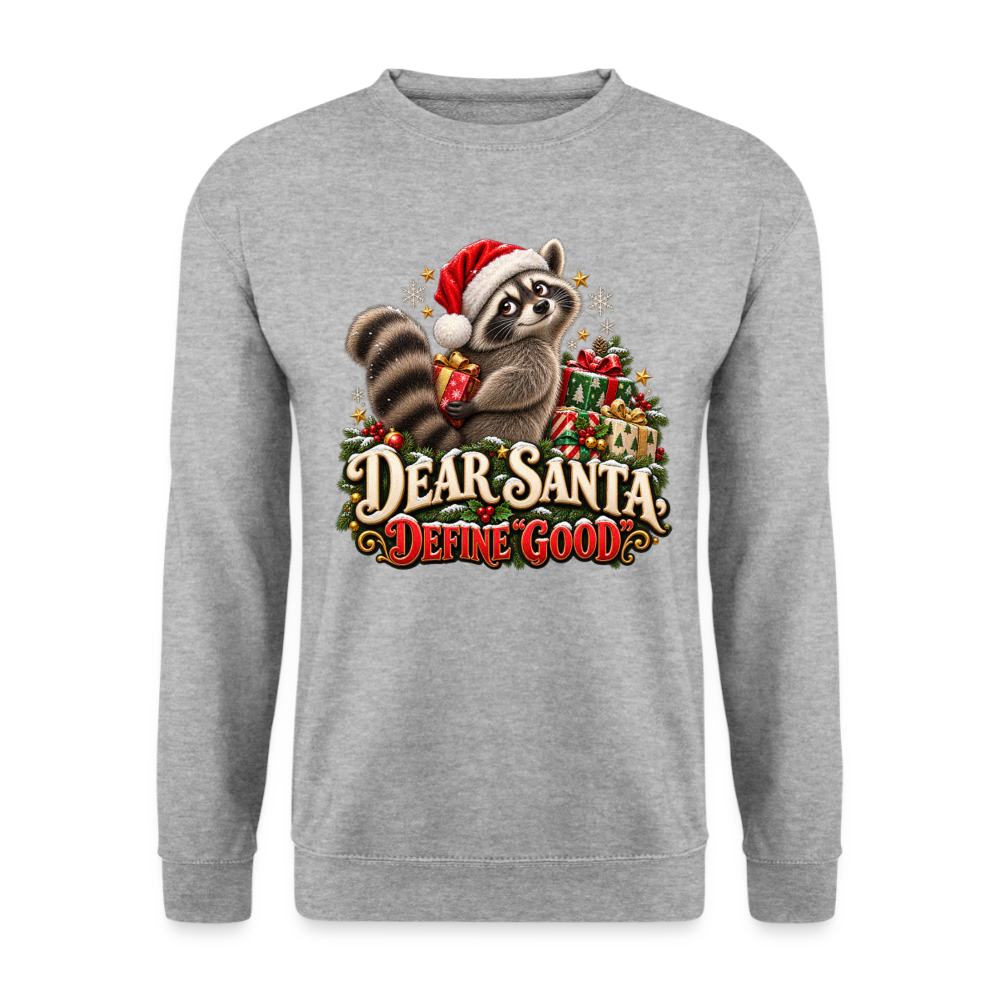 CityShirts - Sweatshirt - Dear Santa, define good – julevaskebjørn - CS028 - hvidgrå meleret