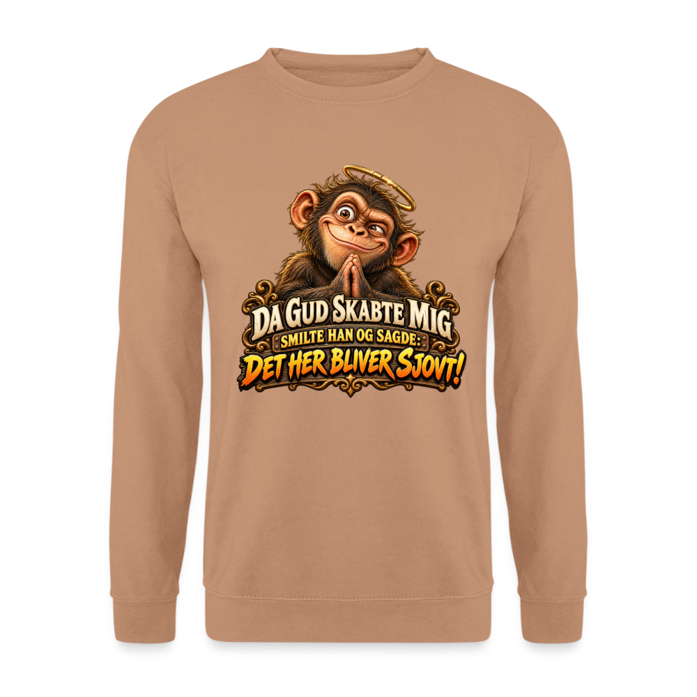 CityShirts - Sweatshirt - Da Gud skabte mig – Det her bliver sjovt! - CS004 - mokka