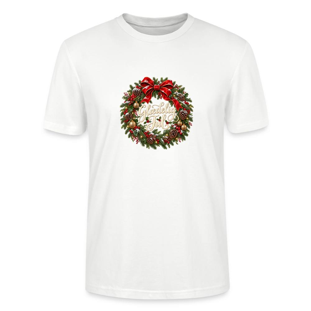 CityShirts - T-shirt - Glædelig Jul – julekrans - CS059 - hvid