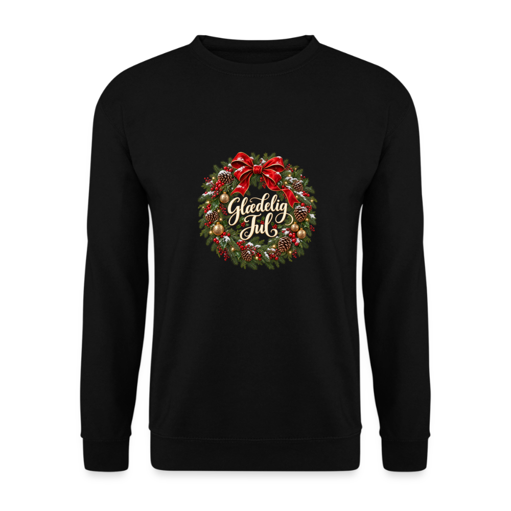 CityShirts - Sweatshirt - Glædelig Jul – julekrans - CS059 - sort