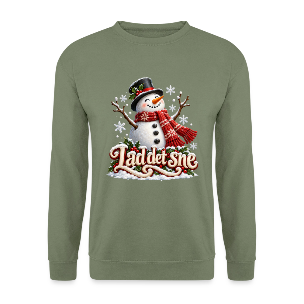 CityShirts - Sweatshirt - Lad det sne – snemand - CS064 - militærgrøn