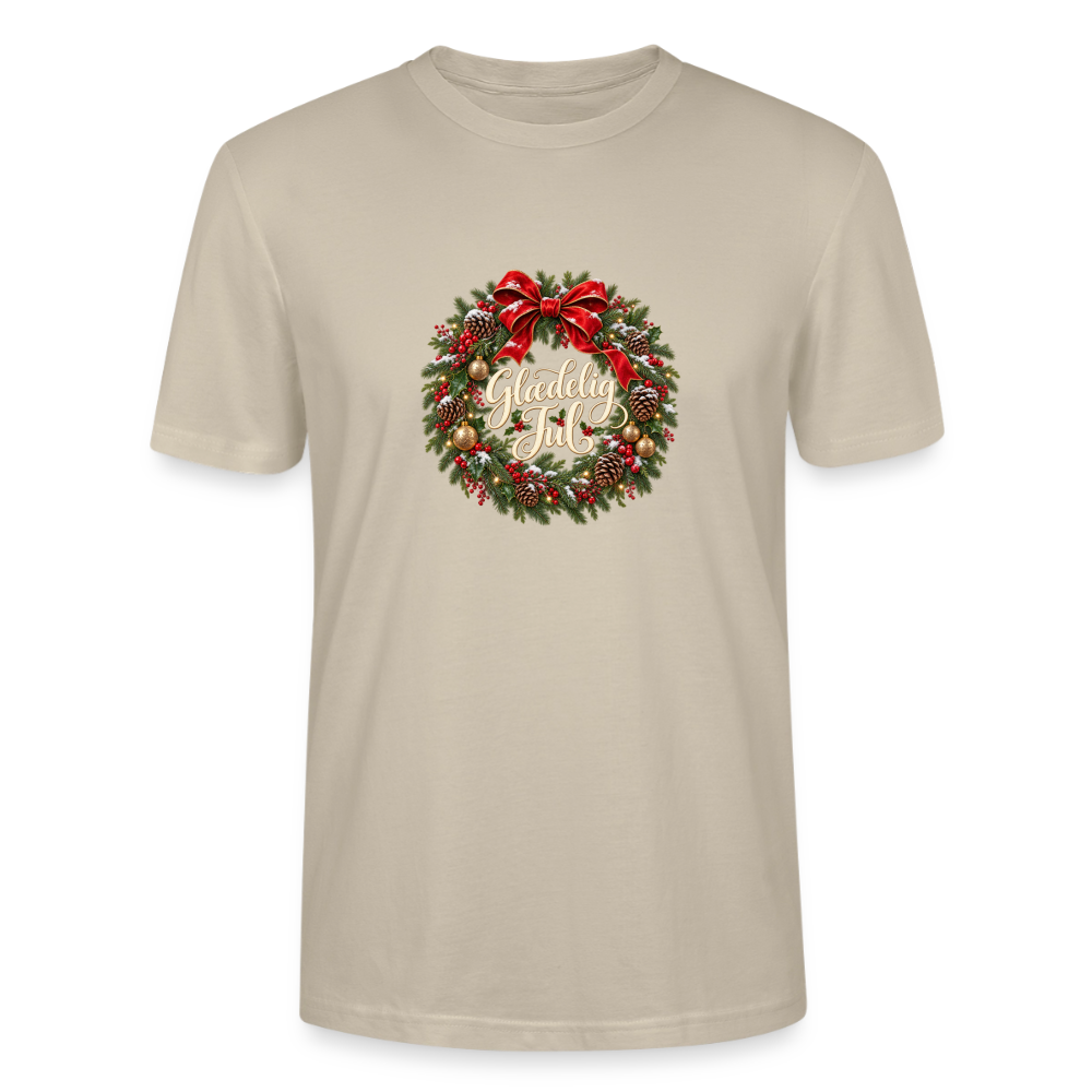 CityShirts - T-shirt - Glædelig Jul – julekrans - CS059 - beige