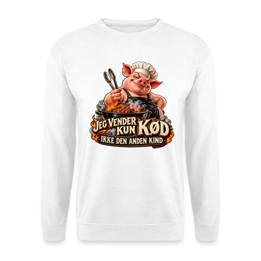 CityShirts - Sweatshirt - Jeg vender kun kød – Ikke den anden kind - CS044 - hvid