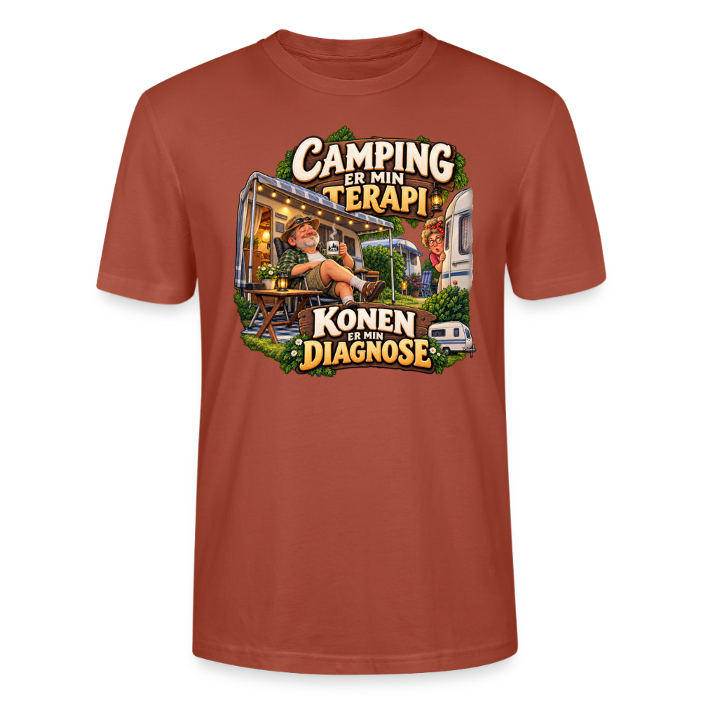 CityShirts - T-shirt - Camping er min terapi – Konen er min diagnose - CS032 - terrakotta
