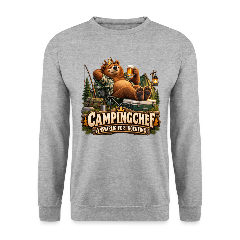 CityShirts - Sweatshirt - Campingchef – Ansvarlig for ingenting - CS038 - hvidgrå meleret