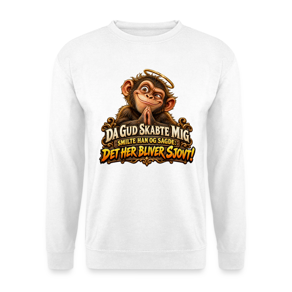 CityShirts - Sweatshirt - Da Gud skabte mig – Det her bliver sjovt! - CS004 - hvid