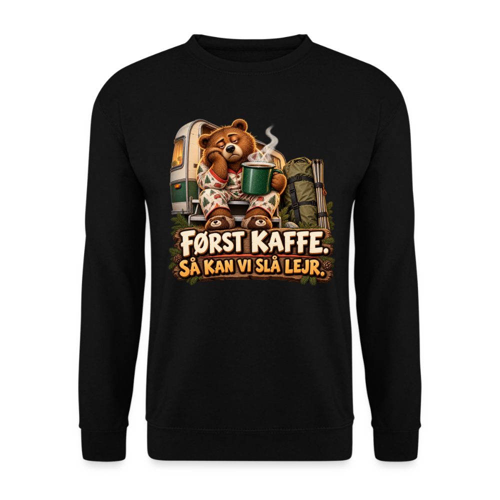 CityShirts - Sweatshirt - Først kaffe – Så kan vi slå lejr - CS043 - sort