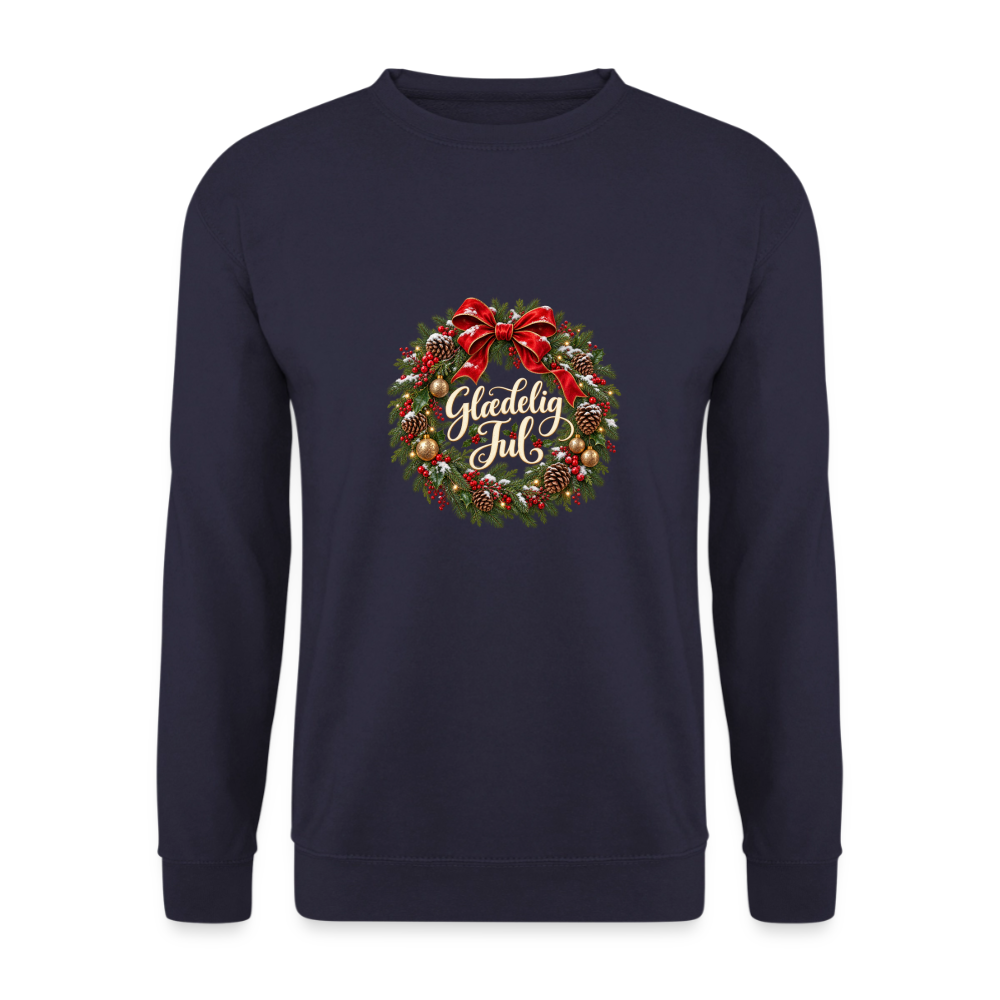 CityShirts - Sweatshirt - Glædelig Jul – julekrans - CS059 - marineblå