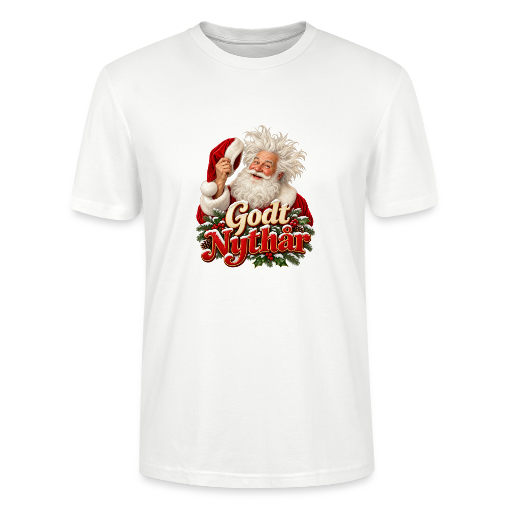 CityShirts - T-shirt - Godt Nythår – julemand med morgenhår - CS061 - hvid