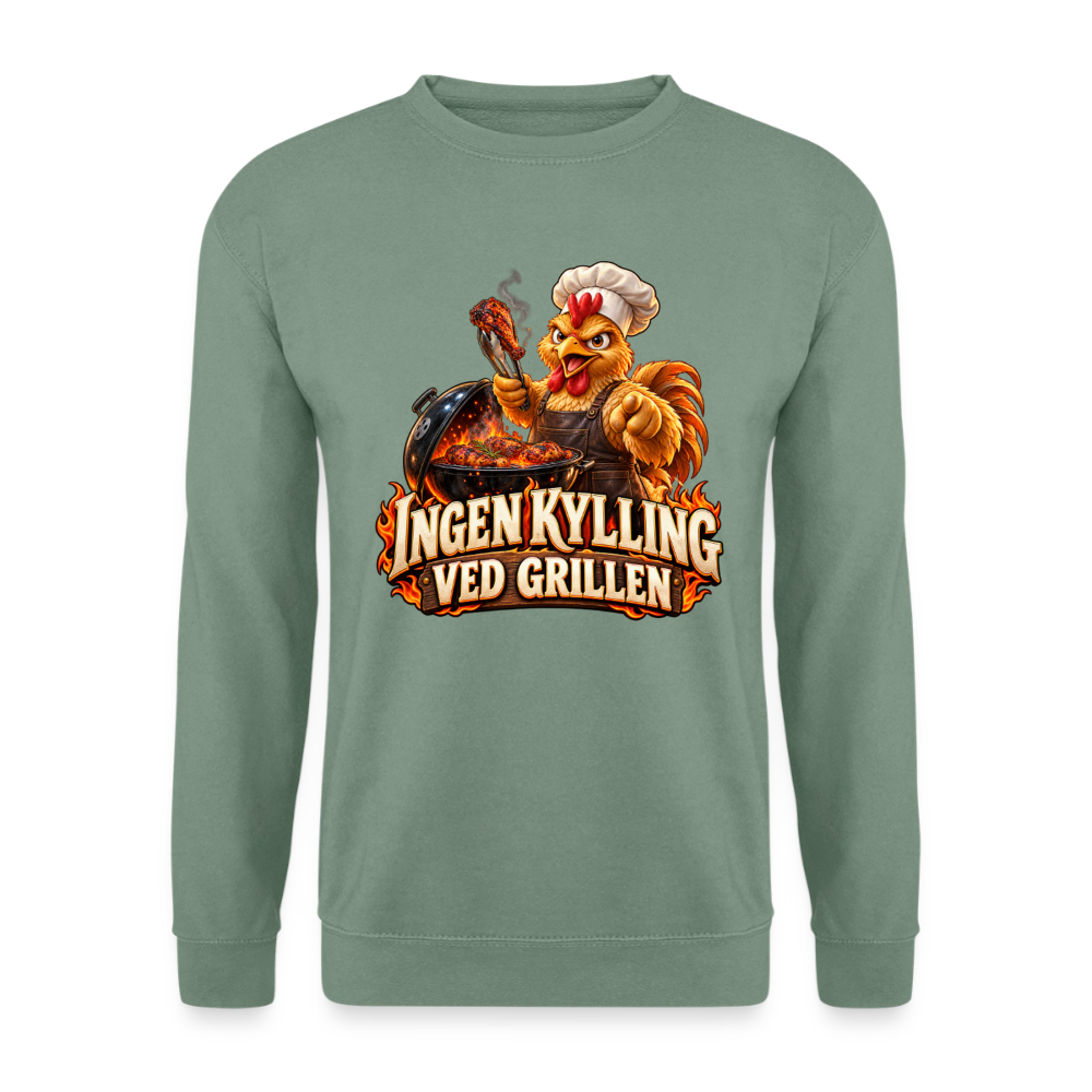 CityShirts - Sweatshirt - Ingen kylling ved grillen - CS054 - grågrøn