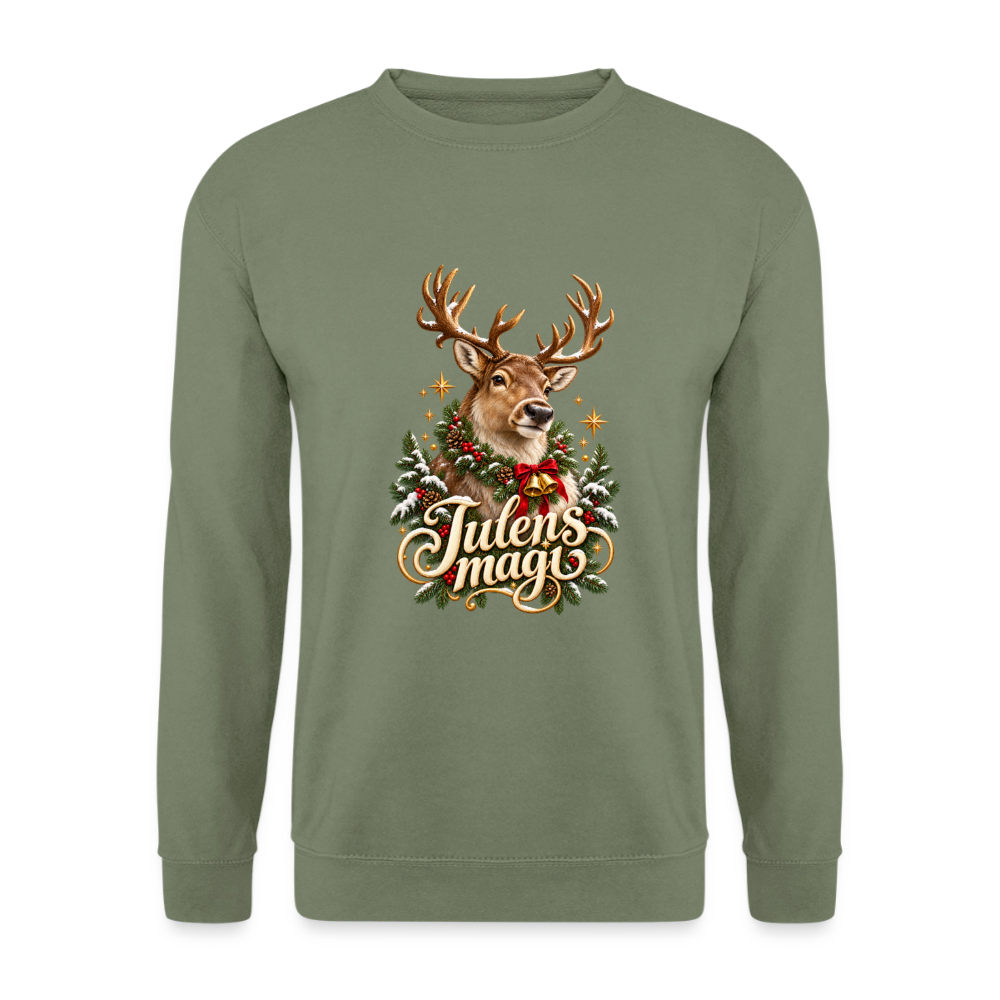 CityShirts - Sweatshirt - Julens magi – rensdyr - CS065 - militærgrøn