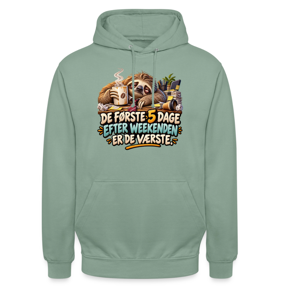 CityShirts - Hoodie - De første 5 dage efter weekenden er de værste - CS023 - grågrøn