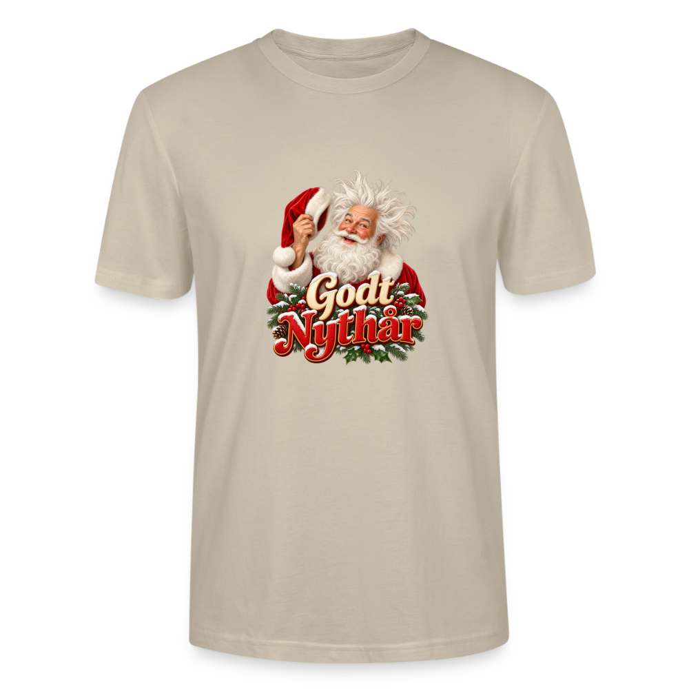 CityShirts - T-shirt - Godt Nythår – julemand med morgenhår - CS061 - beige