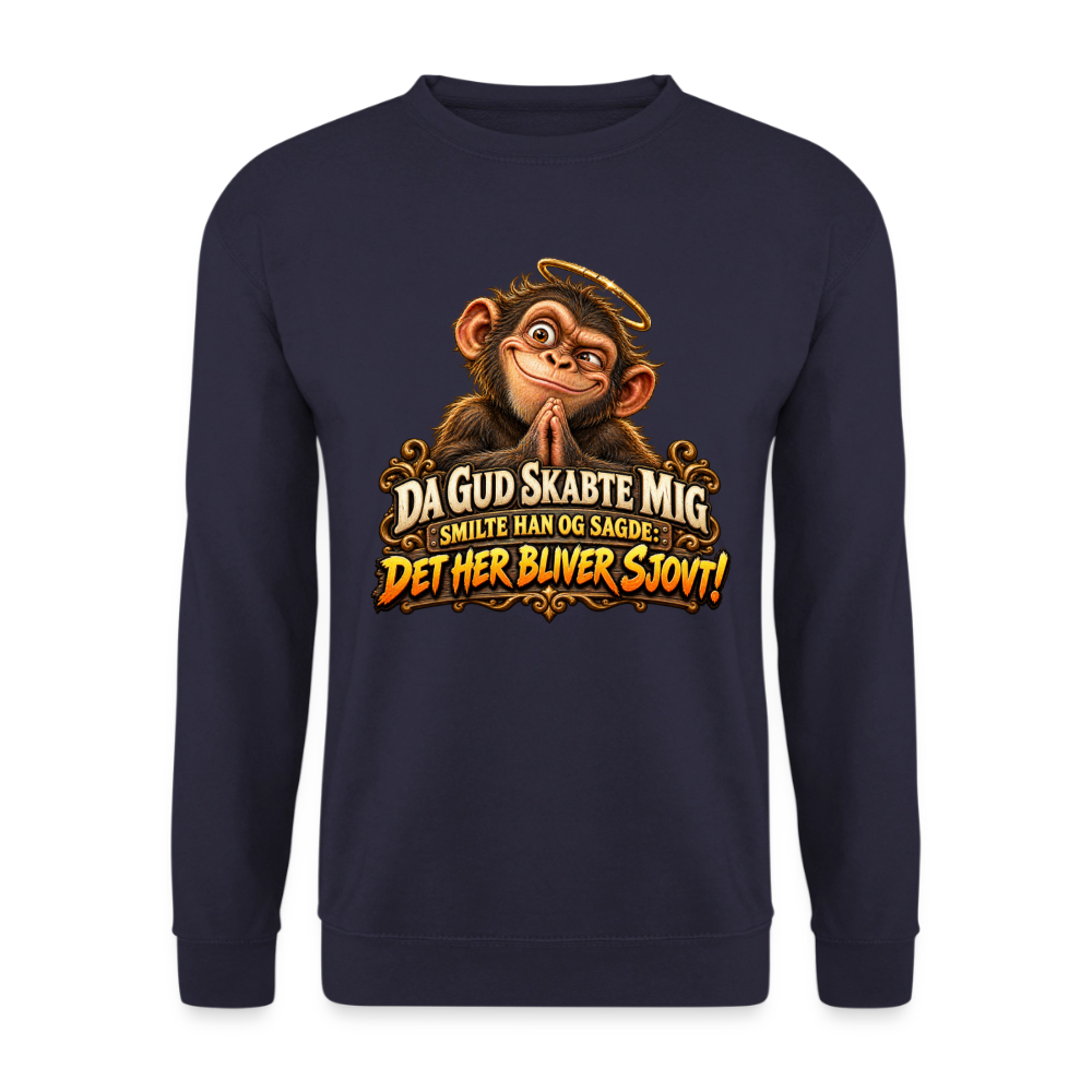 CityShirts - Sweatshirt - Da Gud skabte mig – Det her bliver sjovt! - CS004 - marineblå