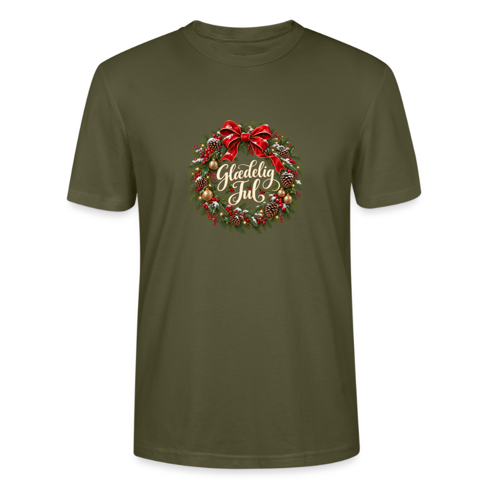 CityShirts - T-shirt - Glædelig Jul – julekrans - CS059 - khaki