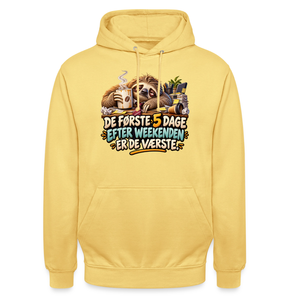 CityShirts - Hoodie - De første 5 dage efter weekenden er de værste - CS023 - citrongul