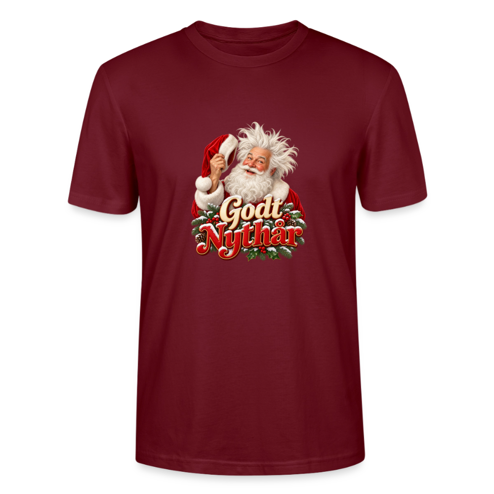 CityShirts - T-shirt - Godt Nythår – julemand med morgenhår - CS061 - burgunder-rød
