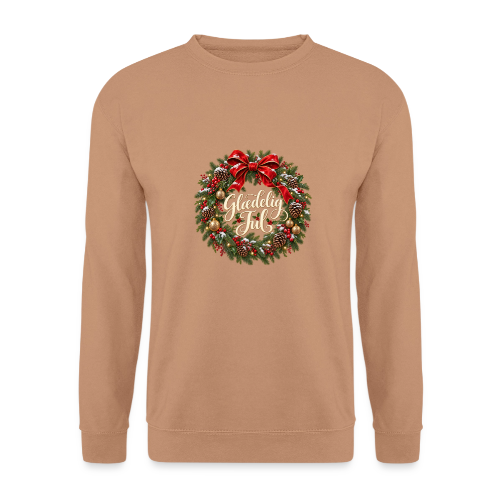 CityShirts - Sweatshirt - Glædelig Jul – julekrans - CS059 - mokka
