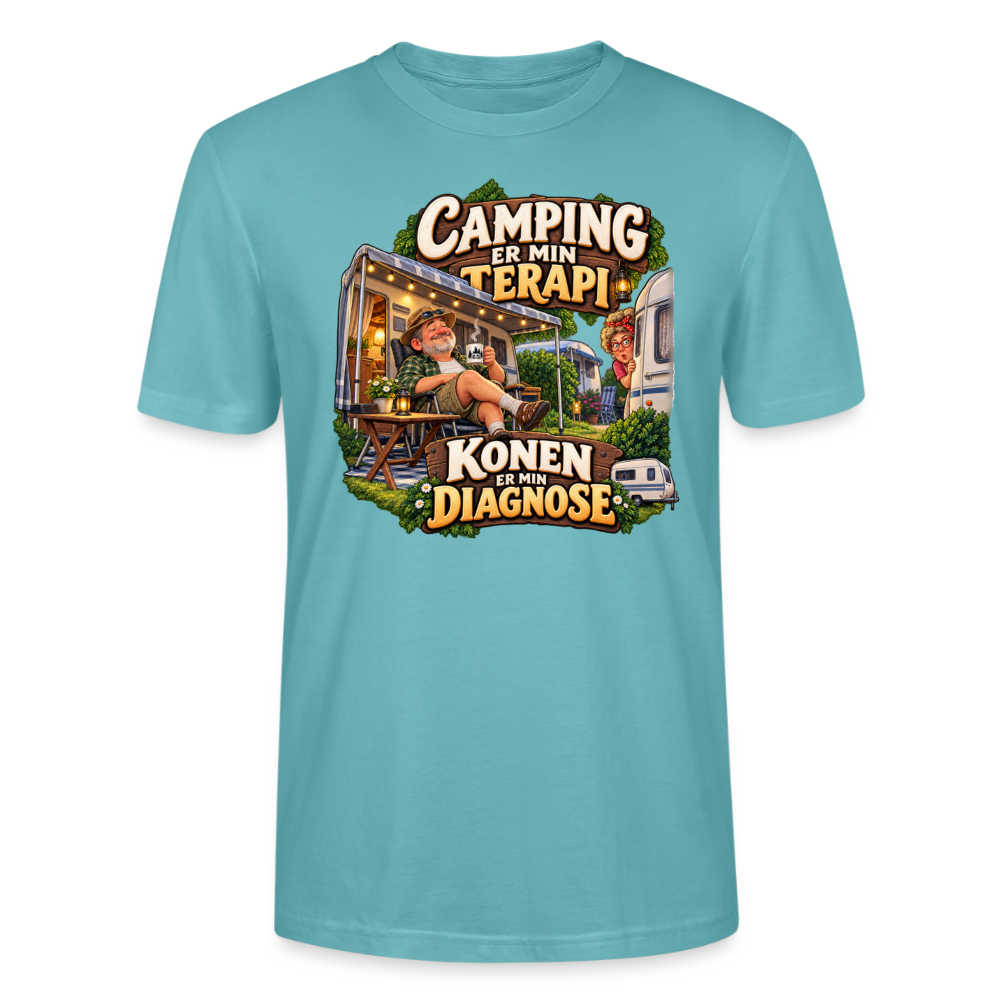CityShirts - T-shirt - Camping er min terapi – Konen er min diagnose - CS032 - pastelturkis