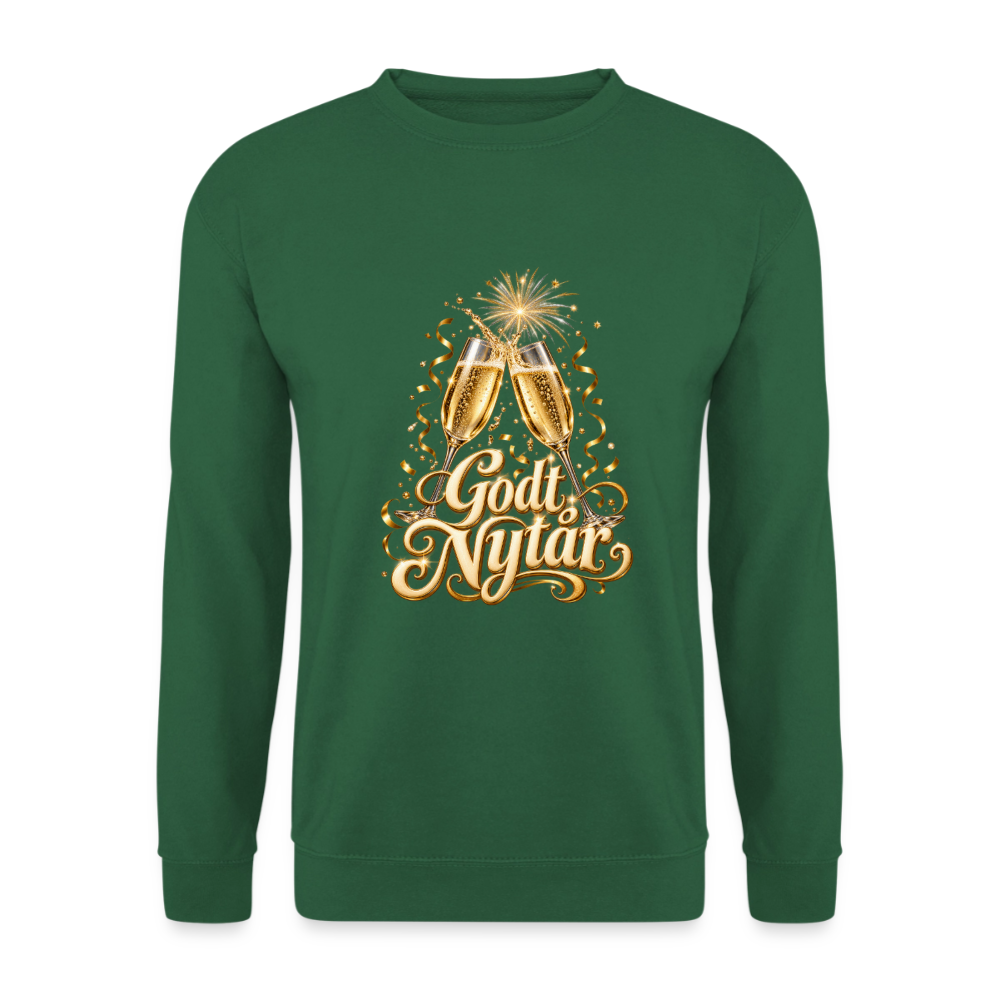 CityShirts - Sweatshirt - Godt Nytår – champagne og fyrværkeri - CS066 - grøn