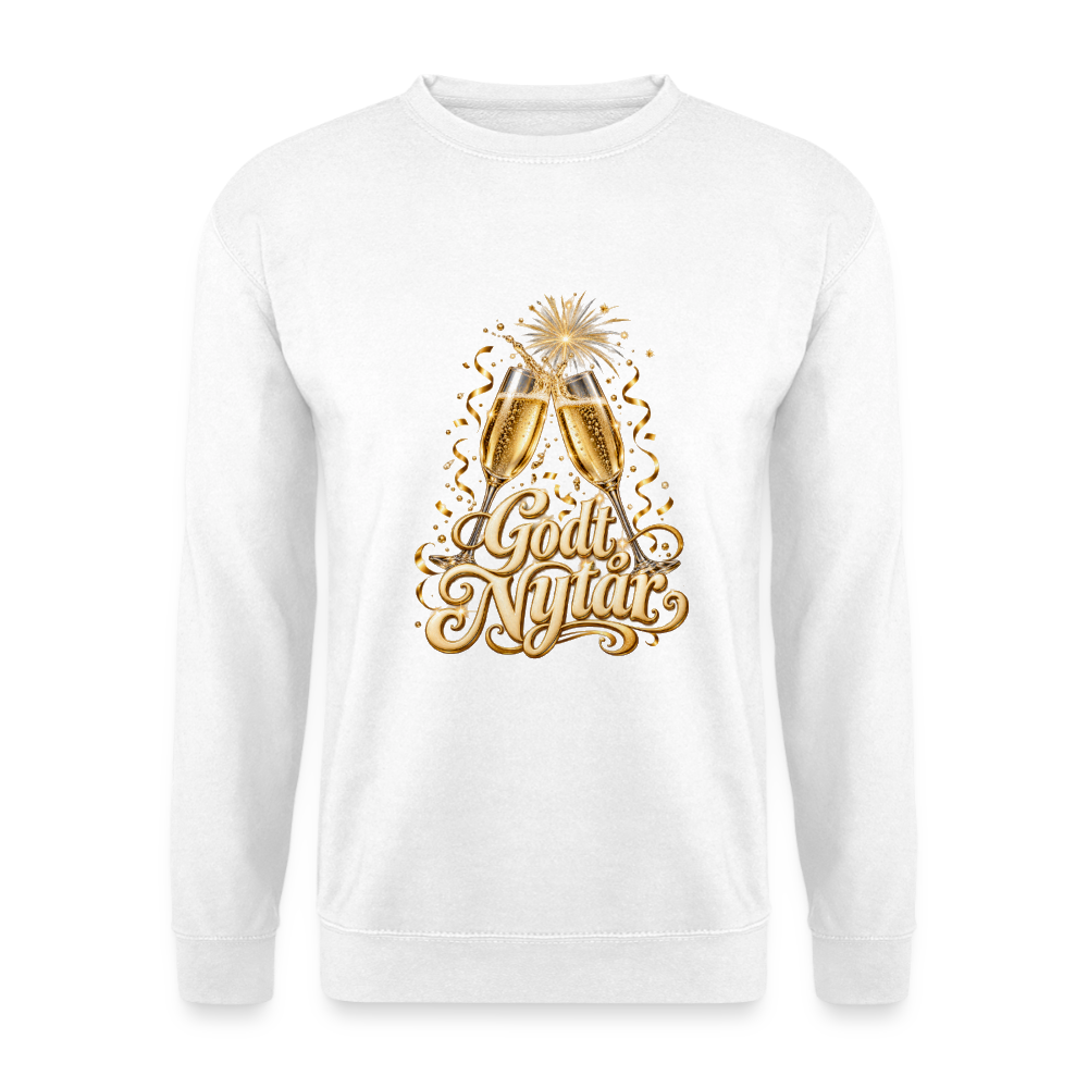CityShirts - Sweatshirt - Godt Nytår – champagne og fyrværkeri - CS066 - hvid
