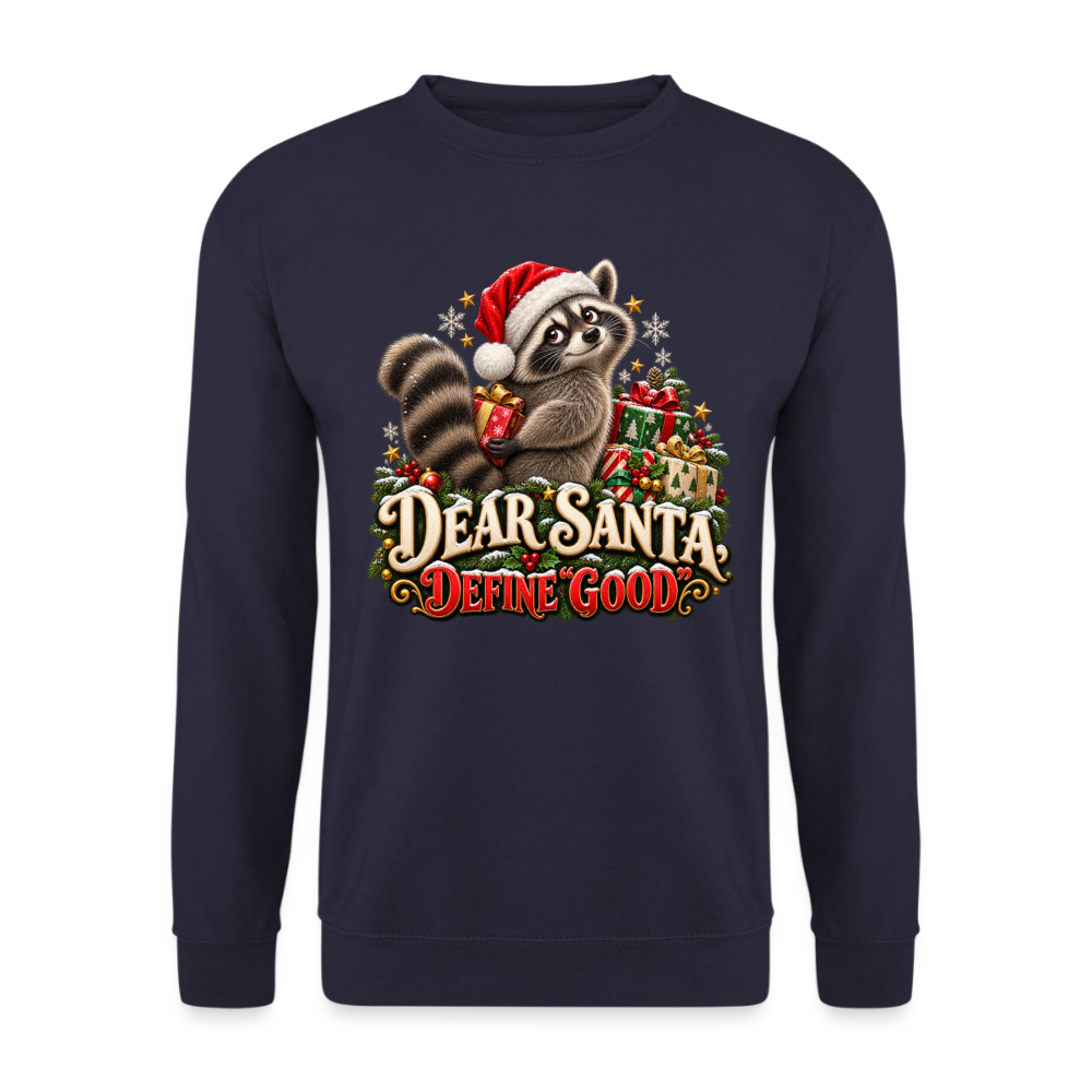 CityShirts - Sweatshirt - Dear Santa, define good – julevaskebjørn - CS028 - marineblå