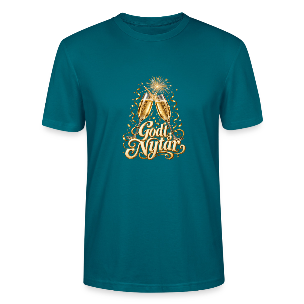CityShirts - T-shirt - Godt Nytår – champagne og fyrværkeri - CS066 - havblå