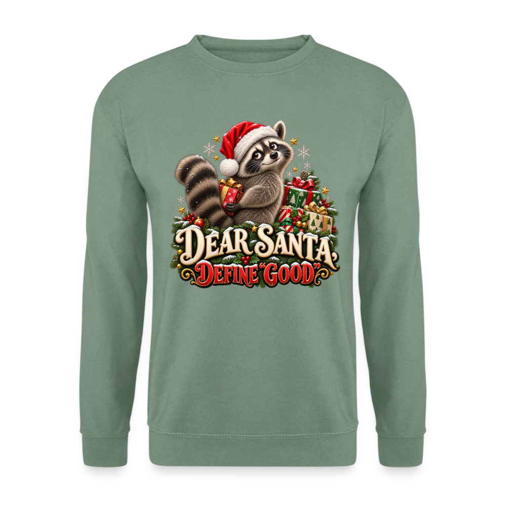 CityShirts - Sweatshirt - Dear Santa, define good – julevaskebjørn - CS028 - grågrøn