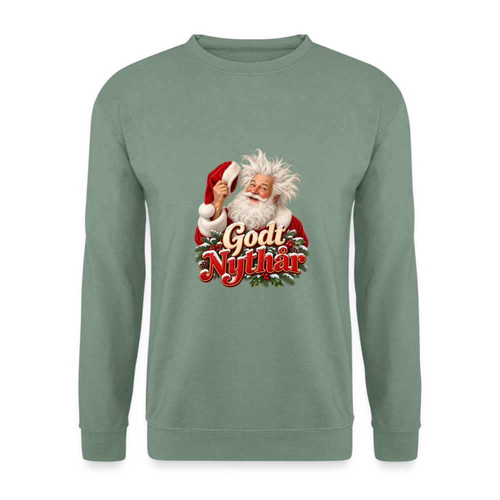 CityShirts - Sweatshirt - Godt Nythår – julemand med morgenhår - CS061 - grågrøn
