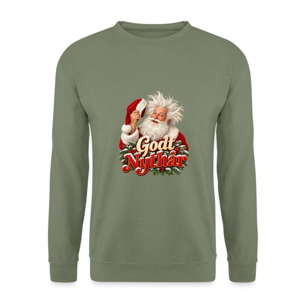 CityShirts - Sweatshirt - Godt Nythår – julemand med morgenhår - CS061 - militærgrøn