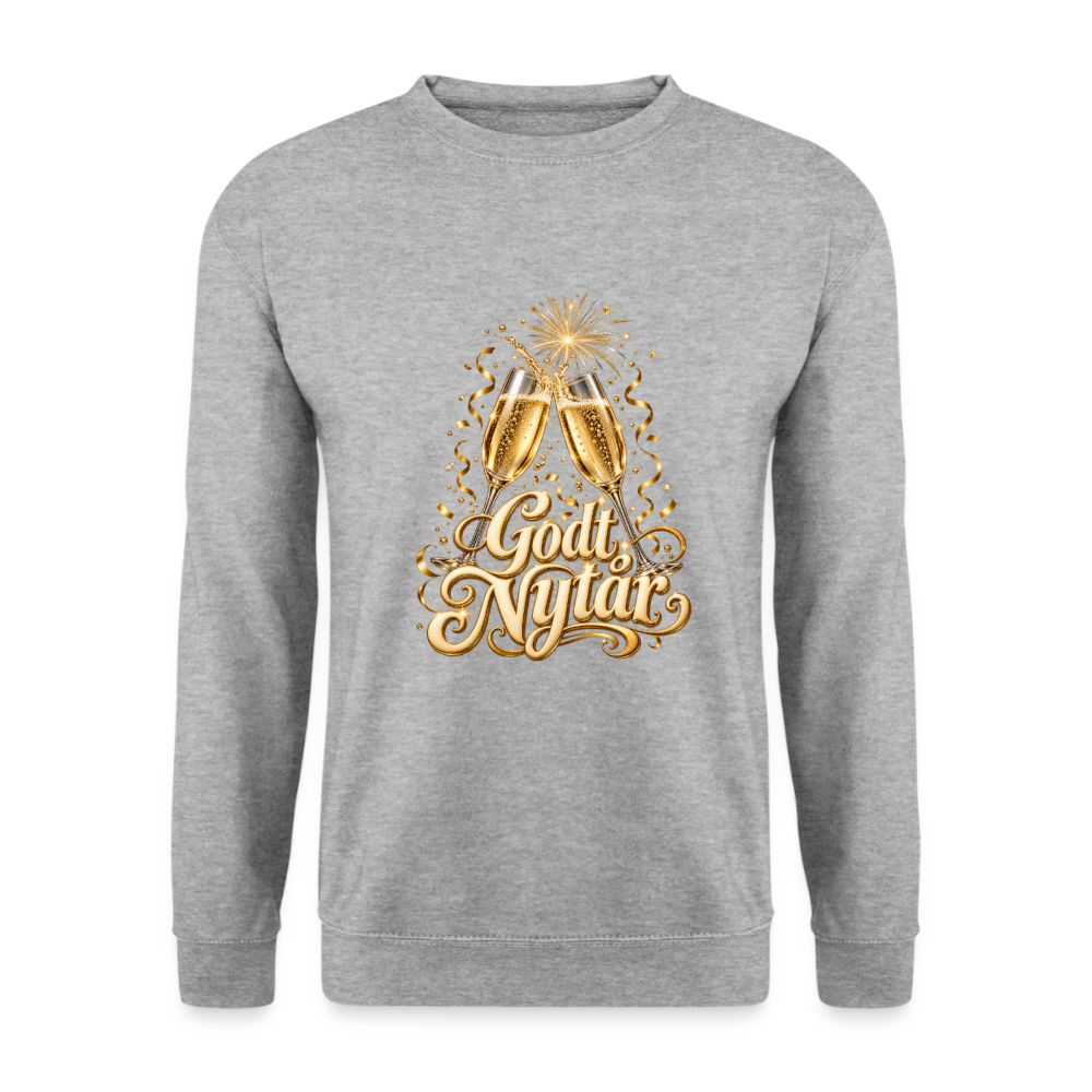 CityShirts - Sweatshirt - Godt Nytår – champagne og fyrværkeri - CS066 - hvidgrå meleret