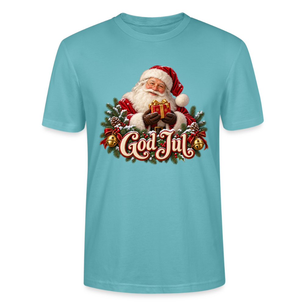 CityShirts - T-shirt - God Jul – klassisk julemand - CS058 - pastelturkis