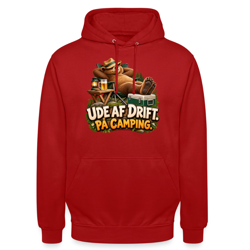 CityShirts - Hoodie - Ude af drift. På camping. - CS035 - rød