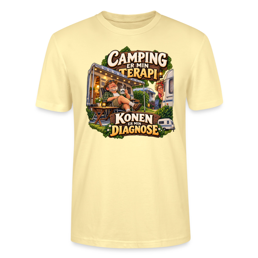 CityShirts - T-shirt - Camping er min terapi – Konen er min diagnose - CS032 - cremefarvet