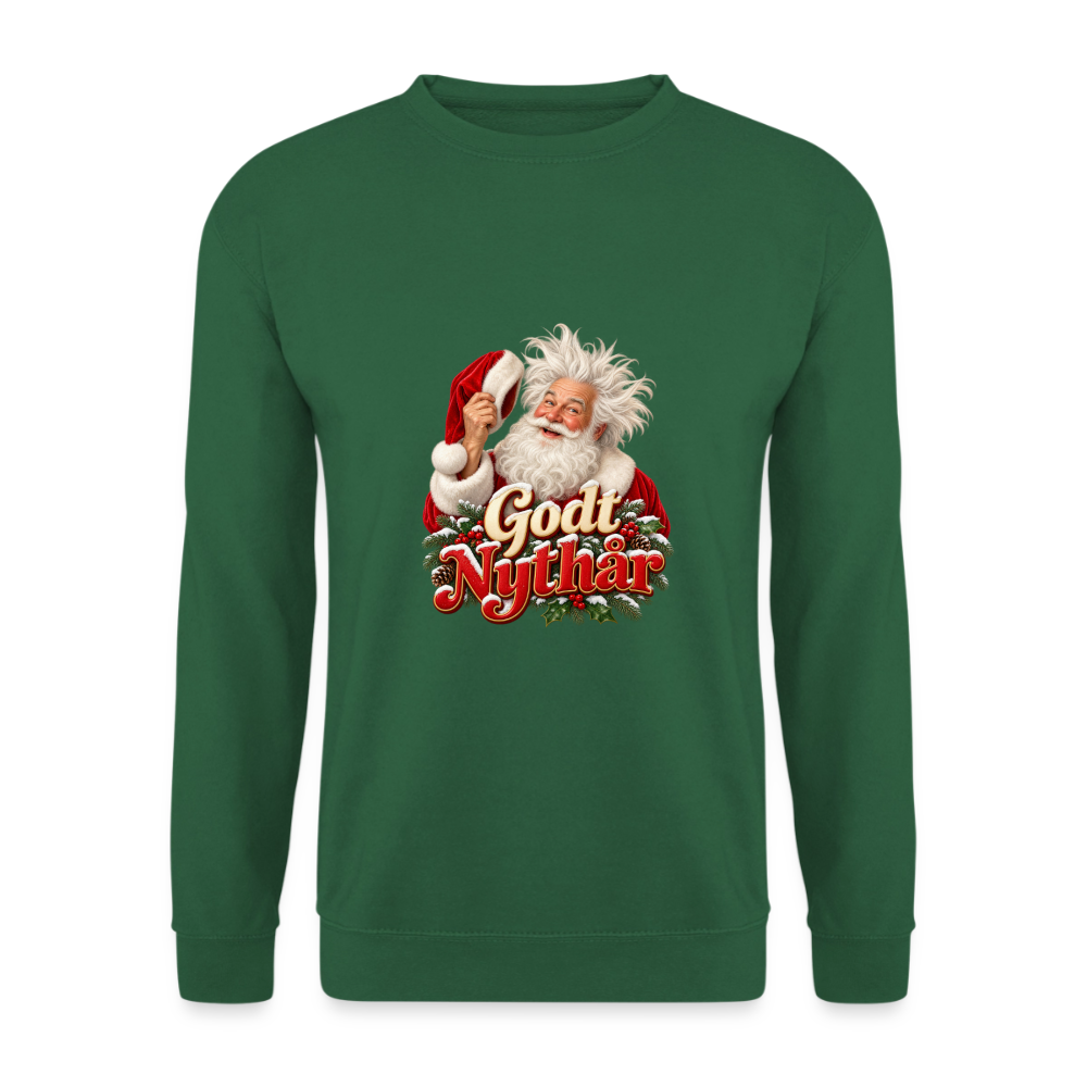 CityShirts - Sweatshirt - Godt Nythår – julemand med morgenhår - CS061 - grøn