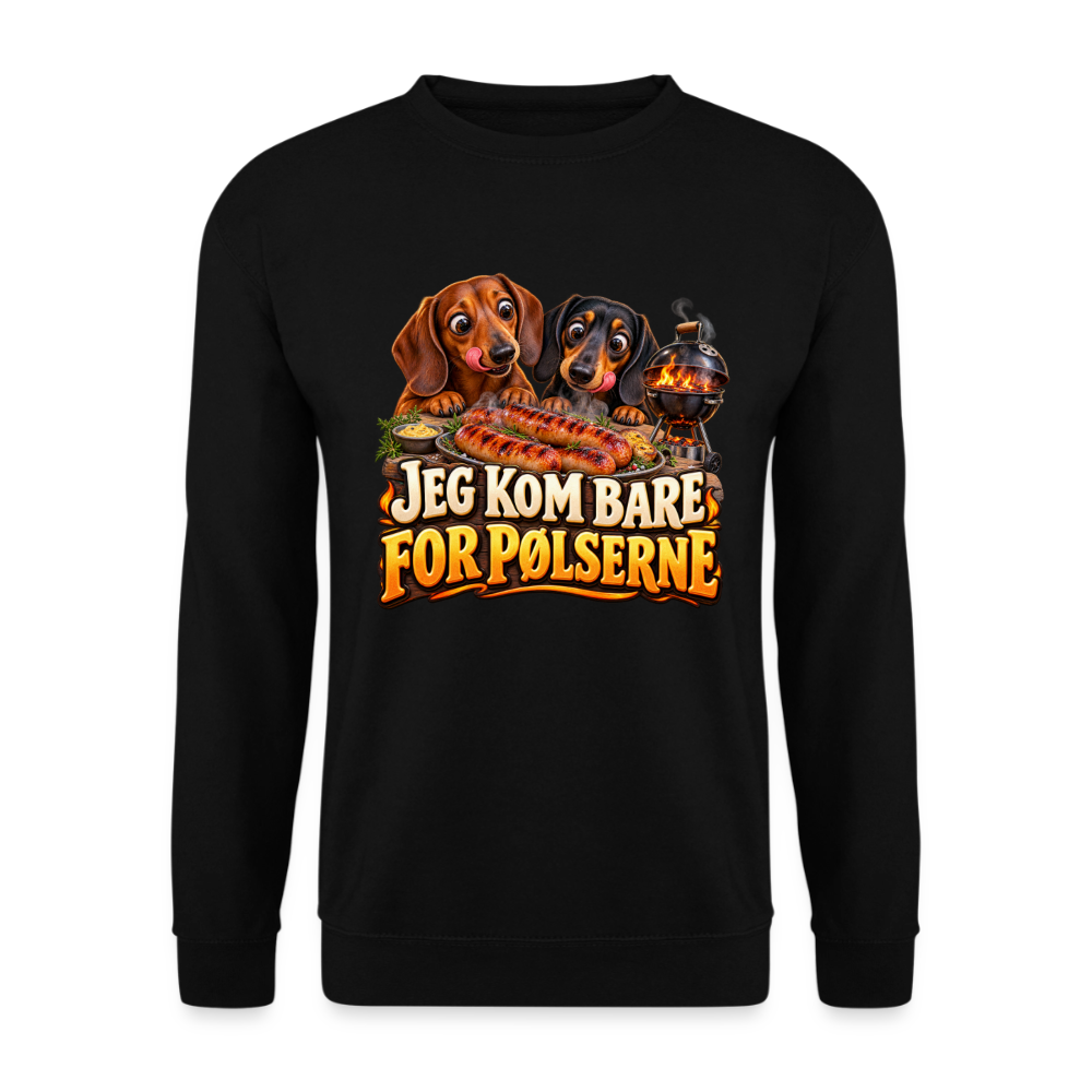 CityShirts - Sweatshirt - Jeg kom bare for pølserne - CS048 - sort