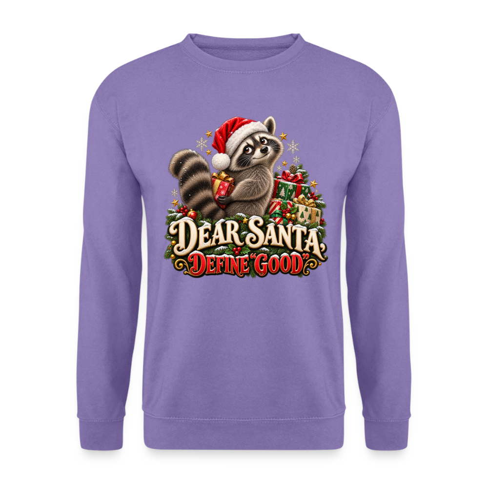 CityShirts - Sweatshirt - Dear Santa, define good – julevaskebjørn - CS028 - lavendel