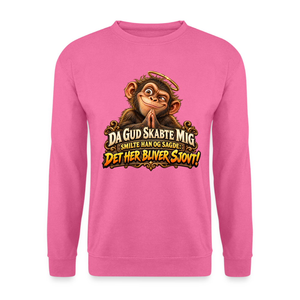CityShirts - Sweatshirt - Da Gud skabte mig – Det her bliver sjovt! - CS004 - pink