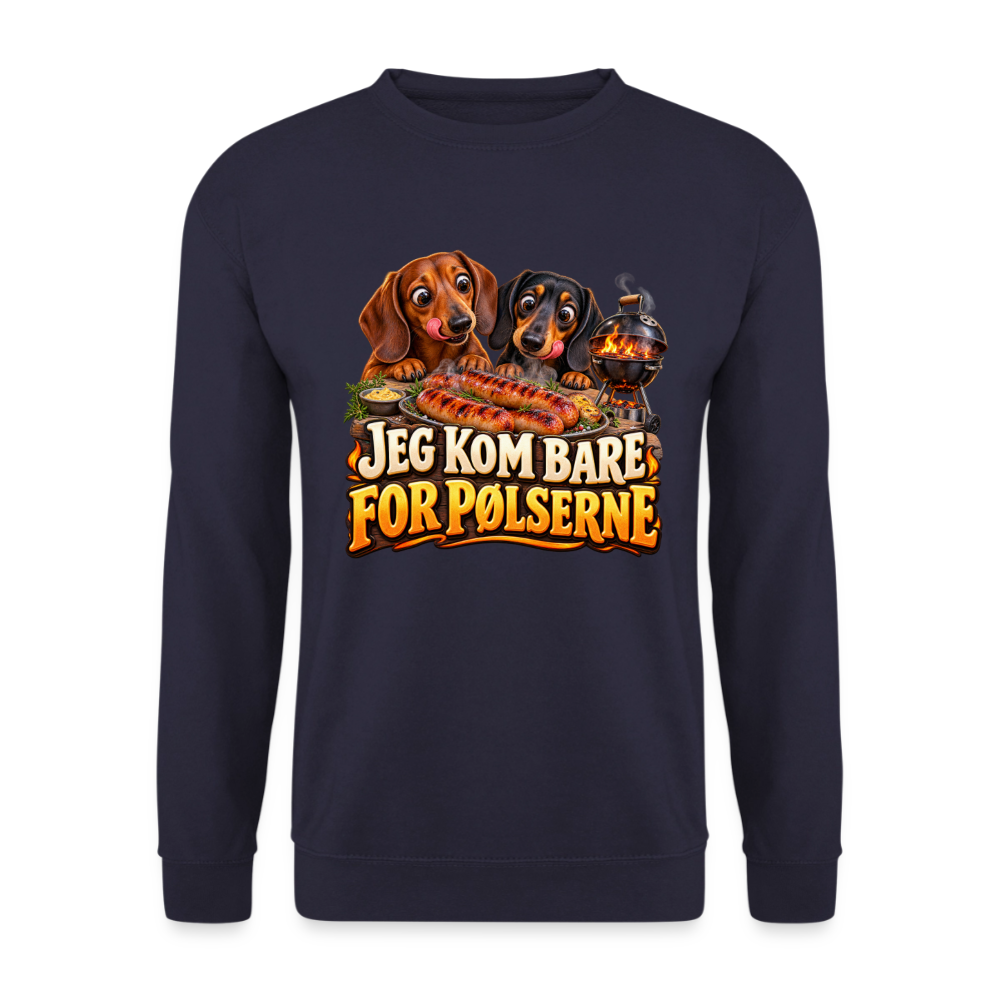 CityShirts - Sweatshirt - Jeg kom bare for pølserne - CS048 - marineblå