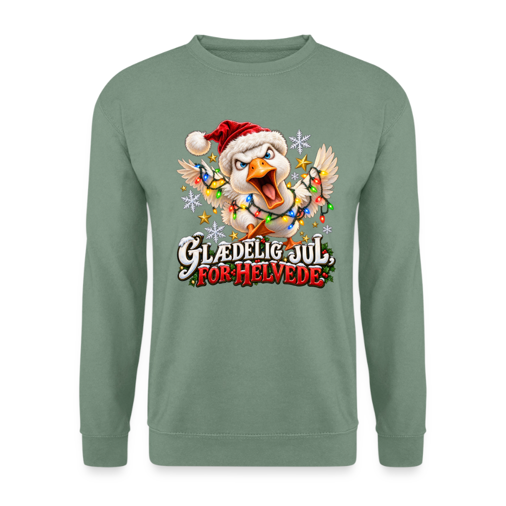 CityShirts - Sweatshirt - Glædelig jul, for helvede – julegås - CS025 - grågrøn