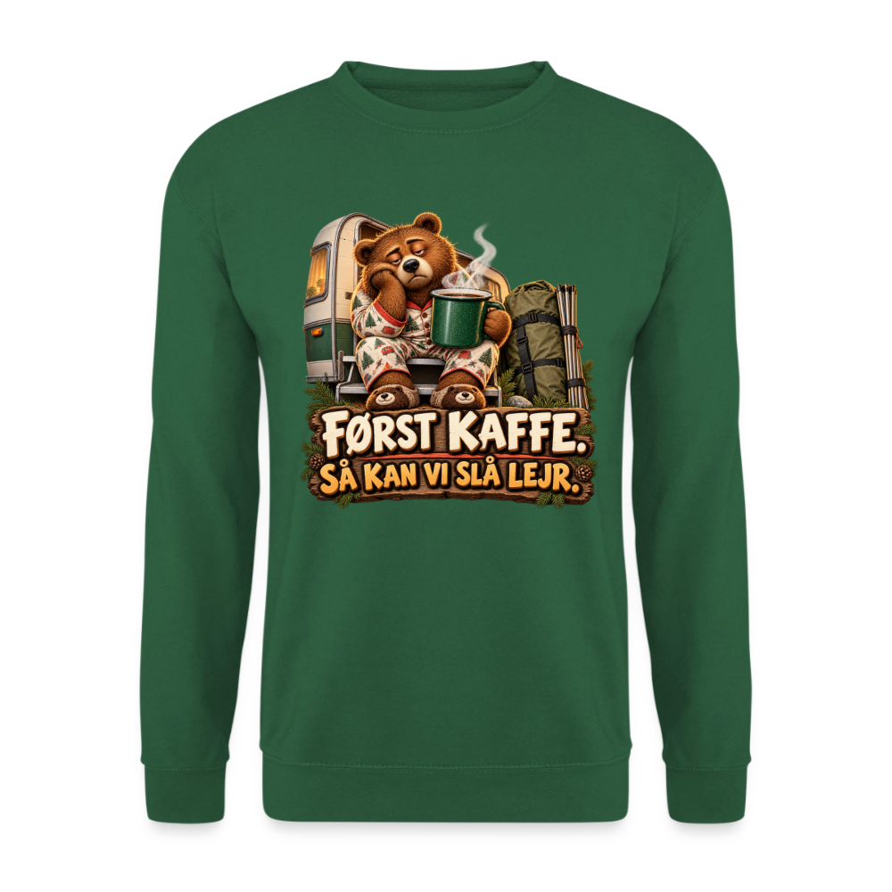 CityShirts - Sweatshirt - Først kaffe – Så kan vi slå lejr - CS043 - grøn