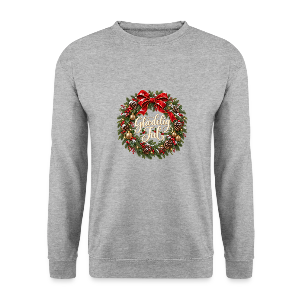 CityShirts - Sweatshirt - Glædelig Jul – julekrans - CS059 - hvidgrå meleret
