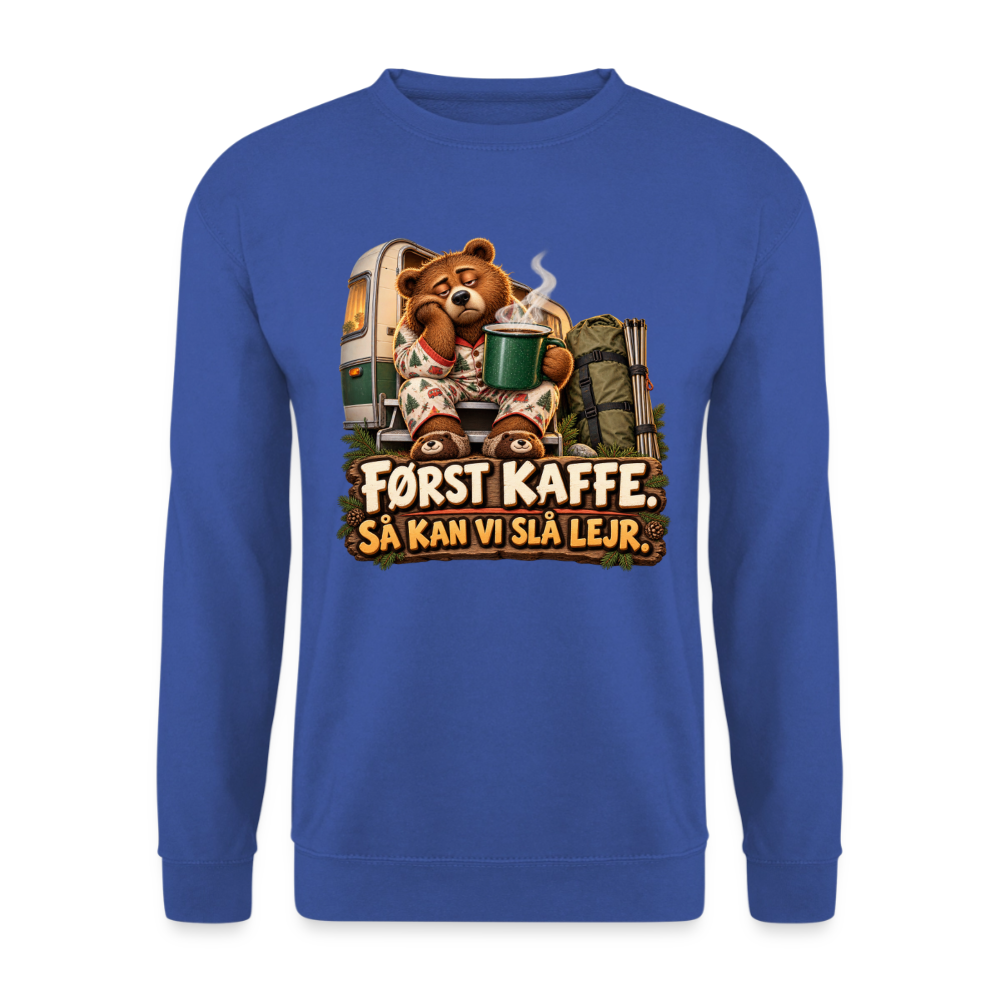 CityShirts - Sweatshirt - Først kaffe – Så kan vi slå lejr - CS043 - kongeblå