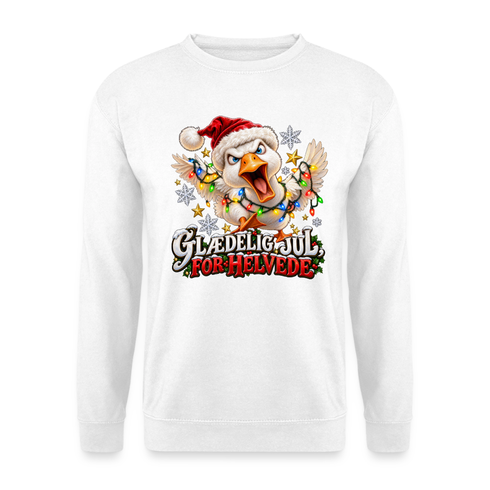 CityShirts - Sweatshirt - Glædelig jul, for helvede – julegås - CS025 - hvid