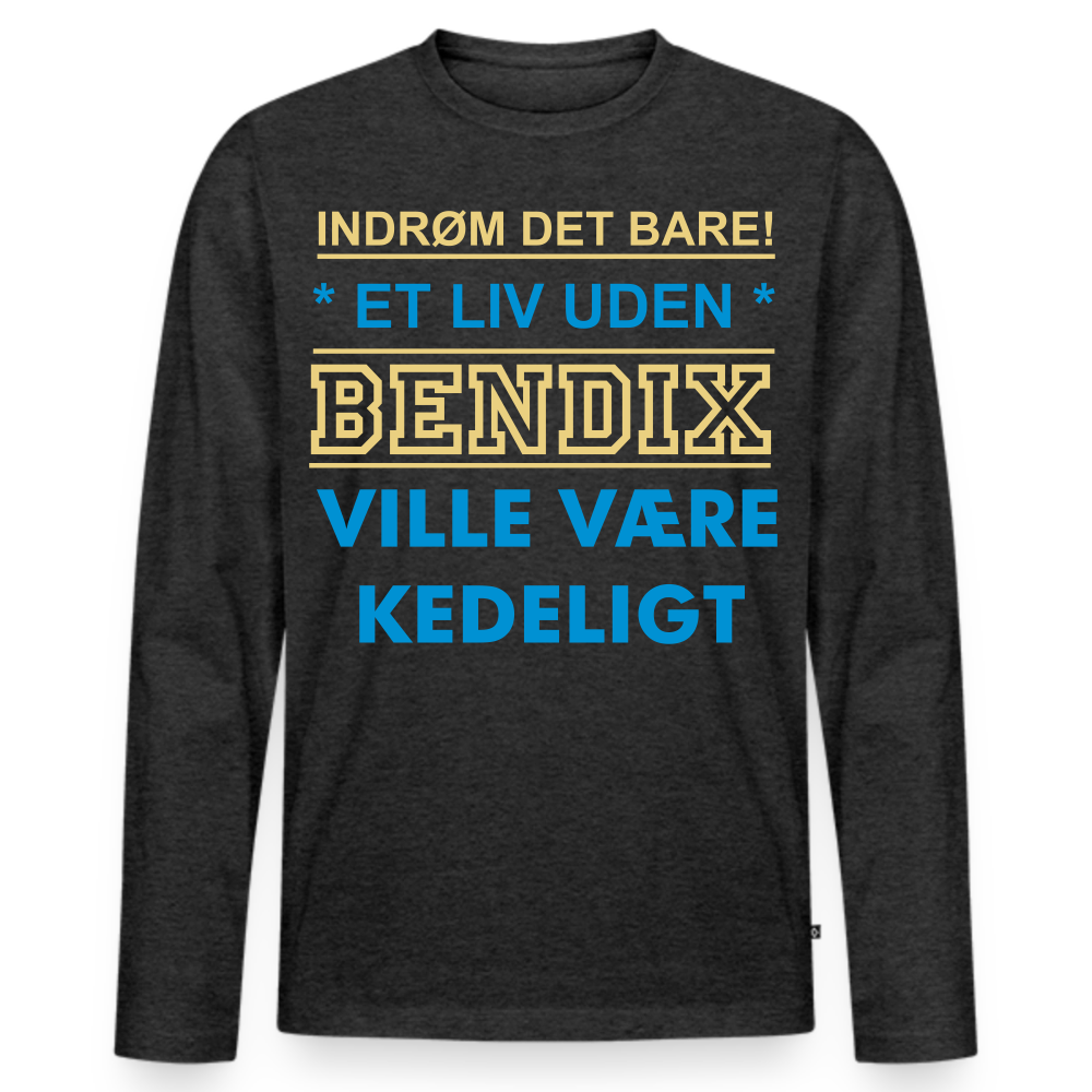 Premium økologisk langærmet T-shirt - antracit meleret