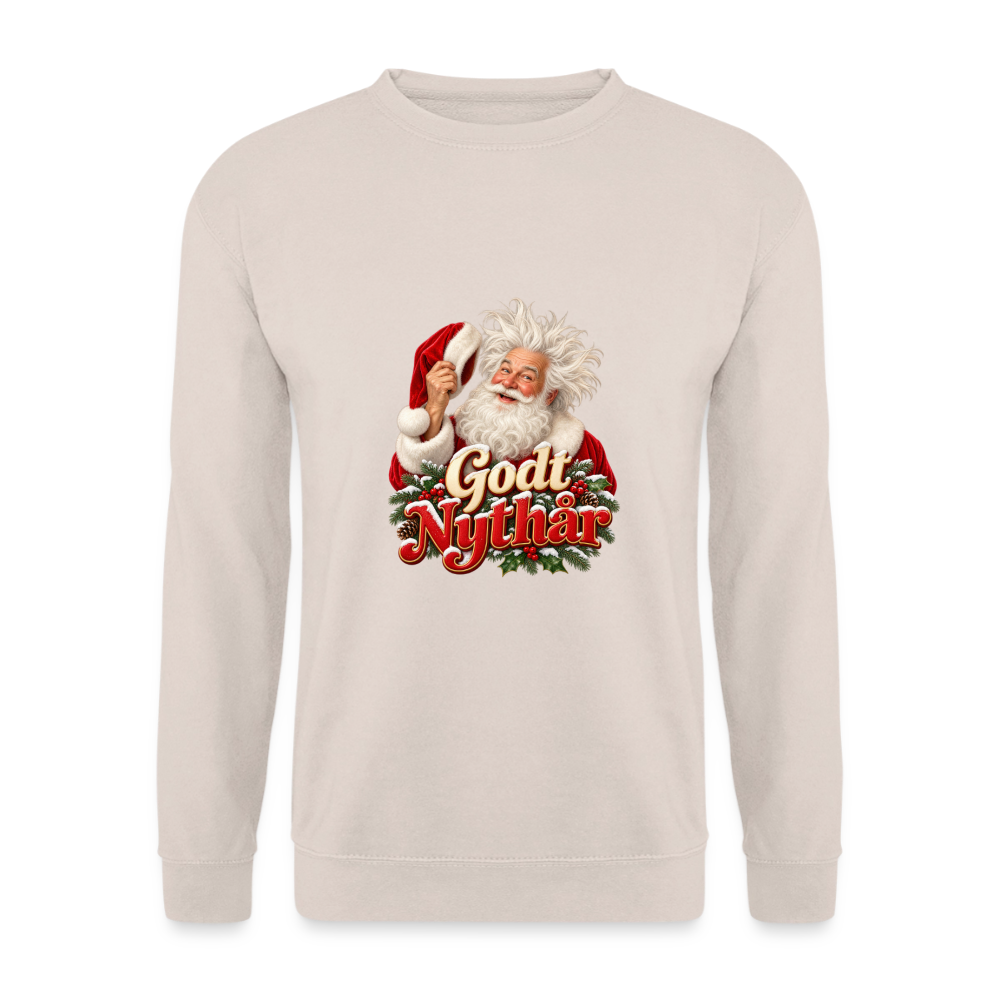 CityShirts - Sweatshirt - Godt Nythår – julemand med morgenhår - CS061 - sand