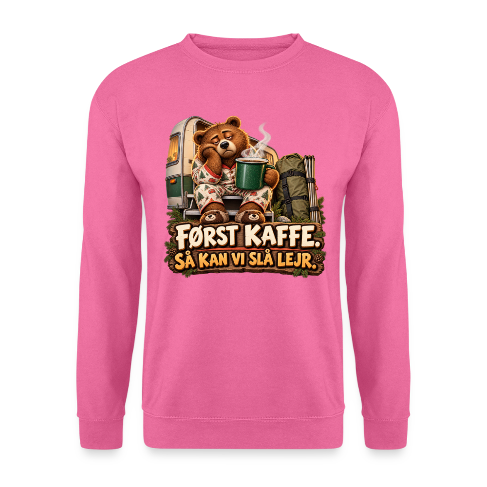 CityShirts - Sweatshirt - Først kaffe – Så kan vi slå lejr - CS043 - pink
